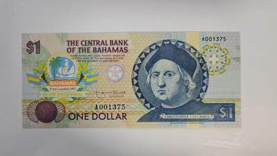 【礼羽收藏】🌏世界钱币拍卖第116期 - 【稀少A冠】全新UNC，美洲，巴哈马，1992年，发现美洲500周年，纪念钞