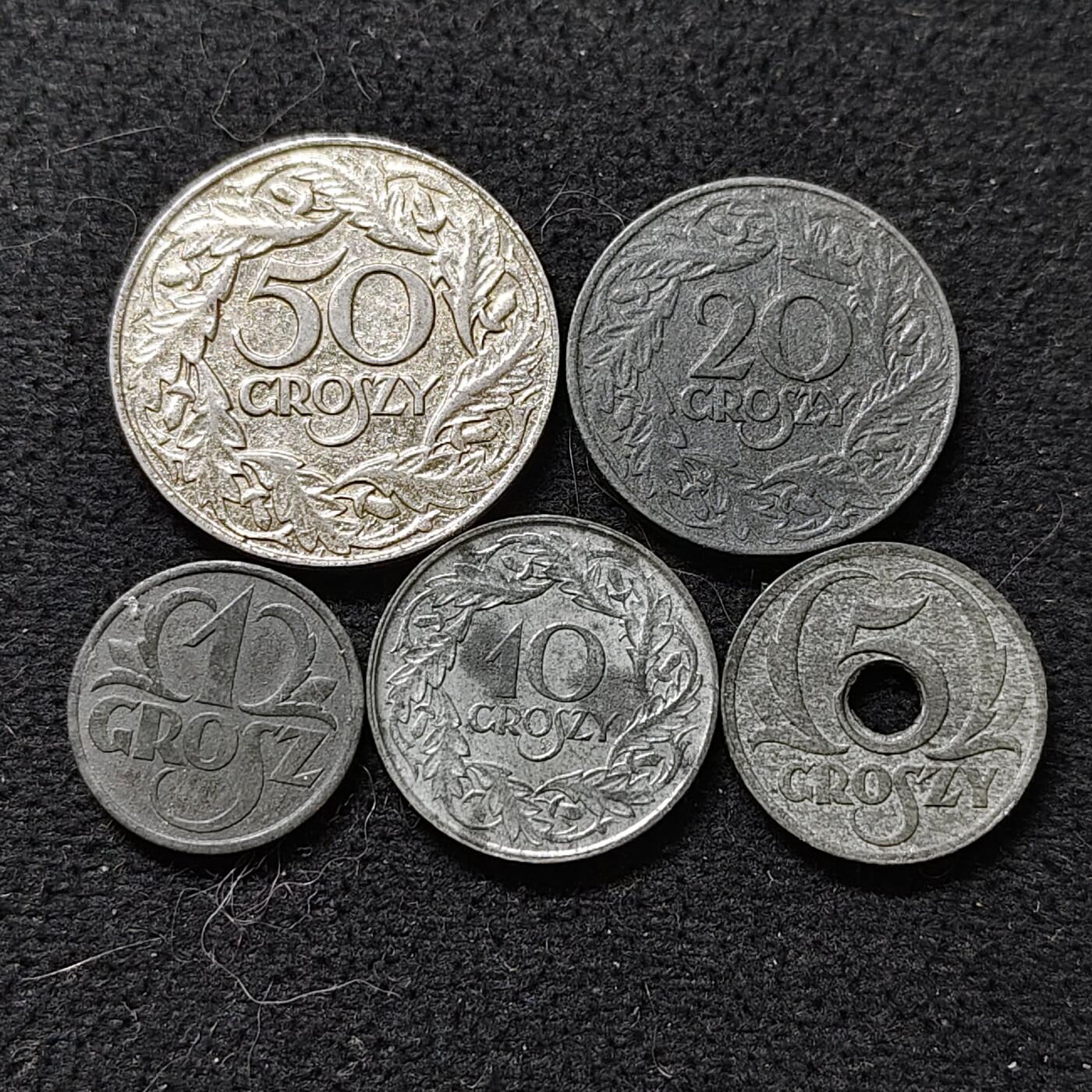 【全场包邮】纯粹捡漏拍486场（免费代拍第23场） 波兰1923-1939年早期好品相5枚套币