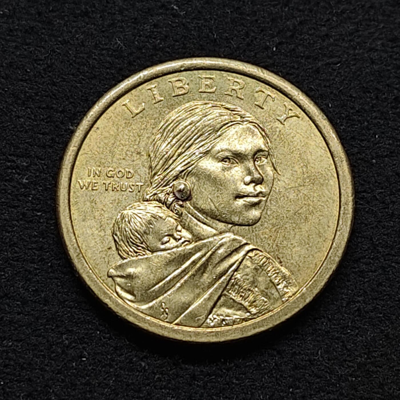 【全场包邮】纯粹捡漏拍486场（免费代拍第23场） 美国2009年萨卡维亚少数民族系列1元种植业者纪念币