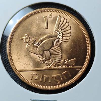 KK钱币收藏小铺 第381期  2月预留时间 周末发货 -  1968爱尔兰1镑母鸡铜币 好品