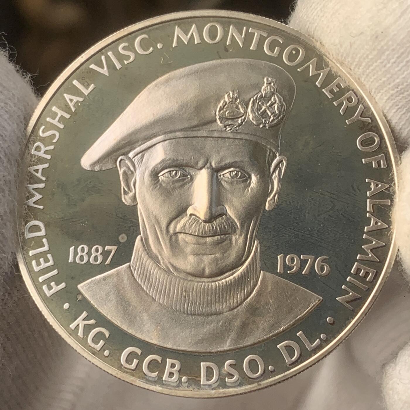 掌中浮雕-藏着的欧洲第046场 1976年英国陆军元帅二战名将蒙哥马利纪念银章，38.56mm，28.7g，原盒带标签