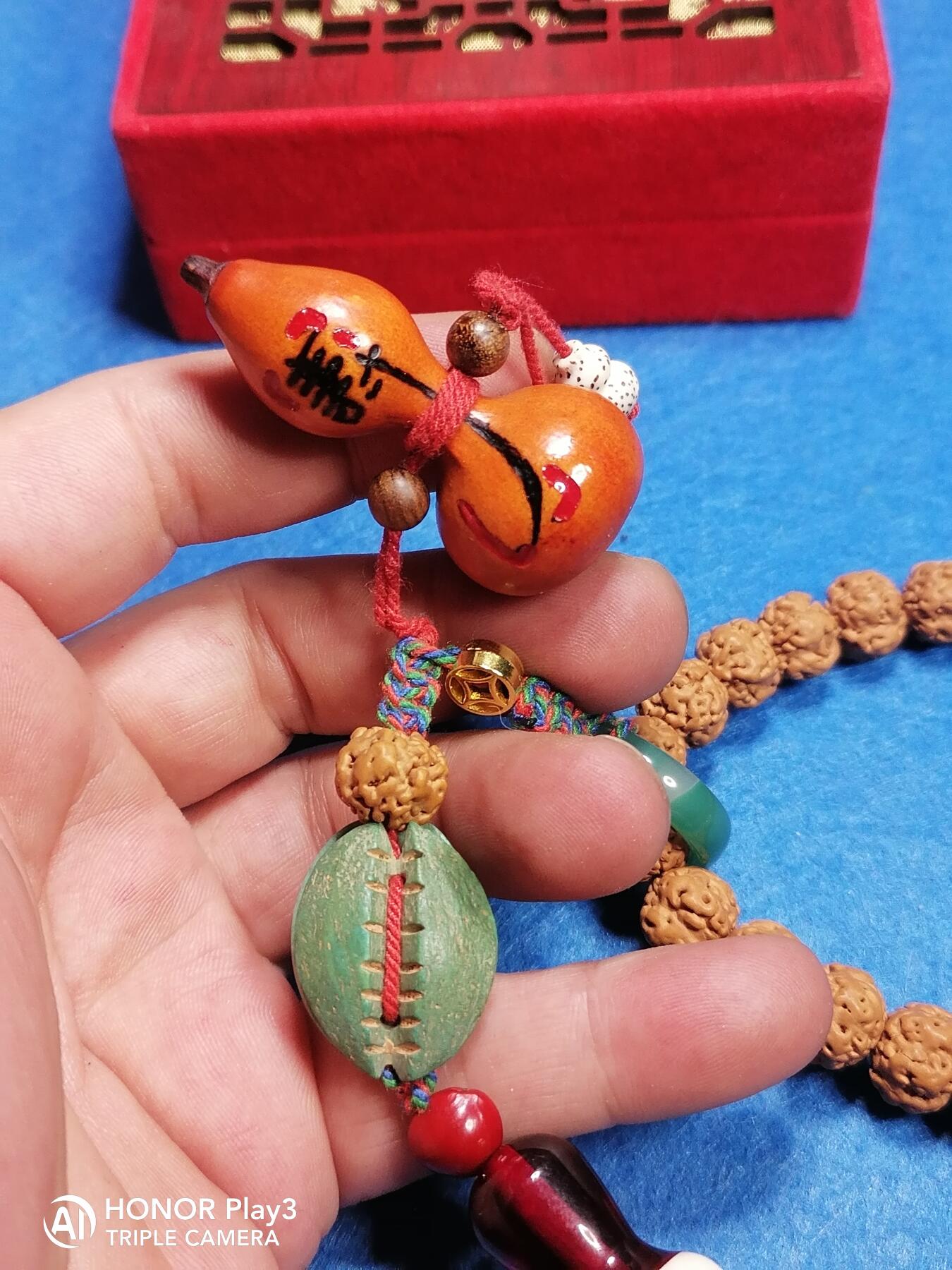 天然葫芦手工压花岁寒三友把件