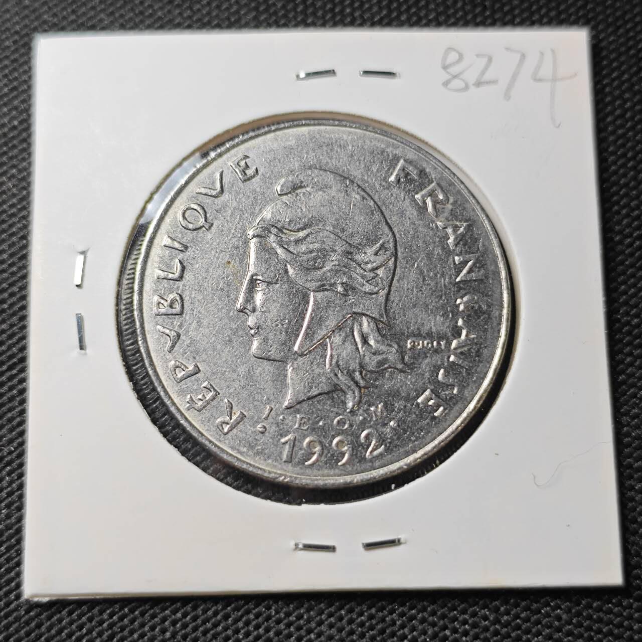 KK钱币收藏小铺 第382期  2月预留时间 周末发货 1992新喀里多尼亚50法郎