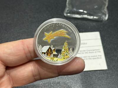 《外钞收藏家》第五百九十四期（畅拍场）（本平台长期征集拍品、欢迎藏友们联系合作） - 帕劳2010年“圣诞快乐”特效彩色流星纪念银币一枚 