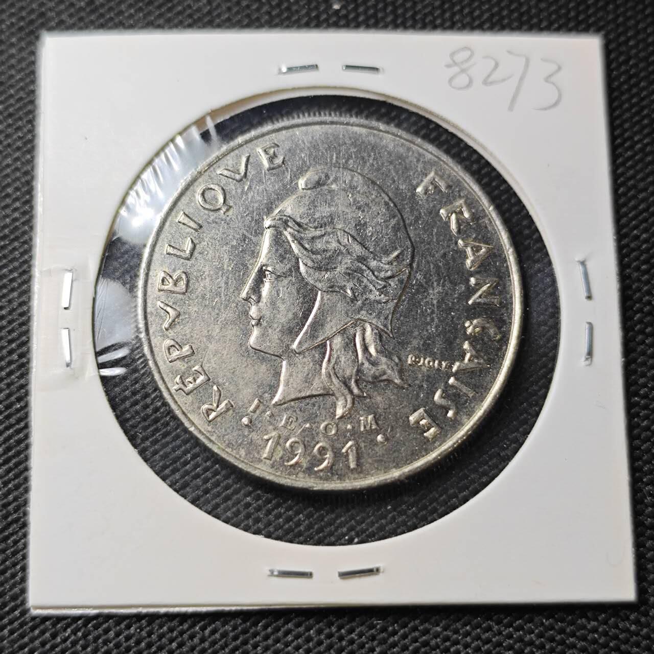 KK钱币收藏小铺 第382期  2月预留时间 周末发货 1991新喀里多尼亚50法郎