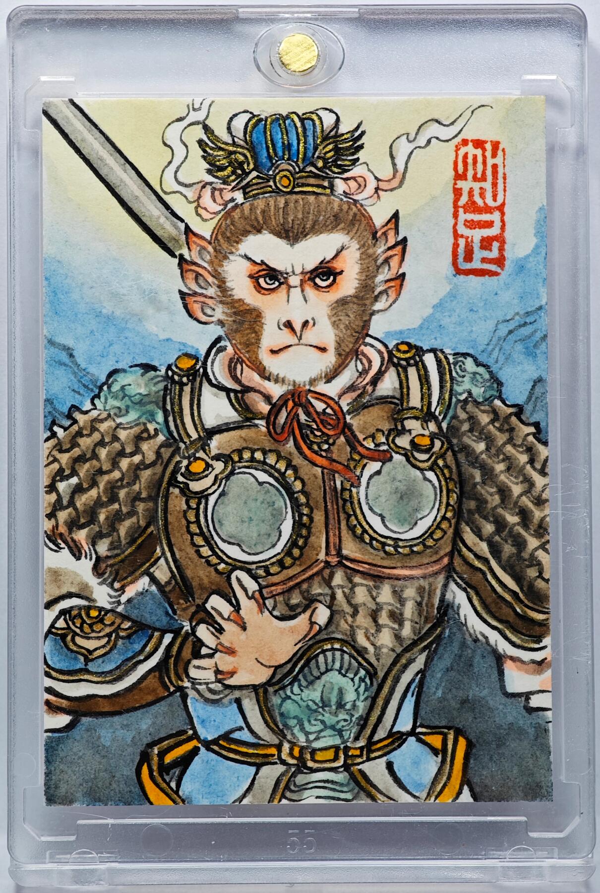 白泽拍卖卡牌手绘专场第30期（白金之夜 跨年大拍） 2025 卢艺丰手绘卡 六耳猕猴  卢艺丰背签绘 卡砖封装