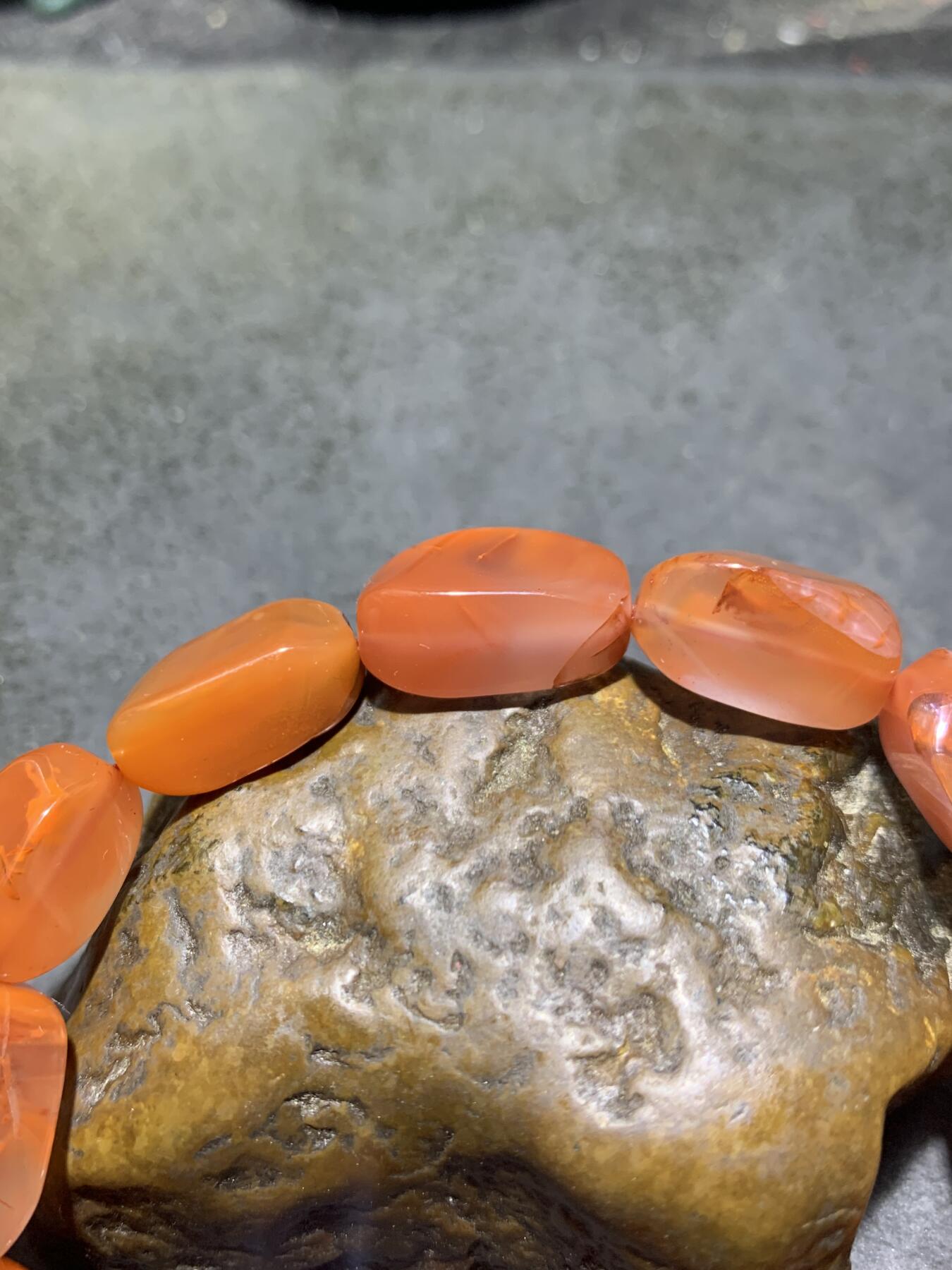 川料南红玛瑙荔枝冻飘柿子红随形四棱珠手串一条