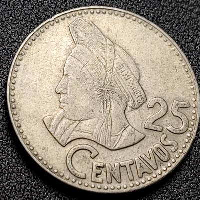 泉币菌-第150场-精品福利场 - 民族妇女 危地马拉25分镍铜硬币 字边 27毫米 铜钱纪念币