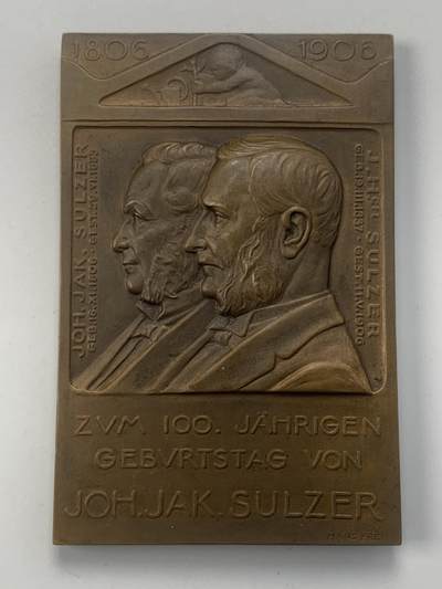 掌中浮雕-藏着的欧洲第046场 - 1906年瑞士约翰.雅各布百年诞辰纪念铜章，50.6*76.8mm，135.7g