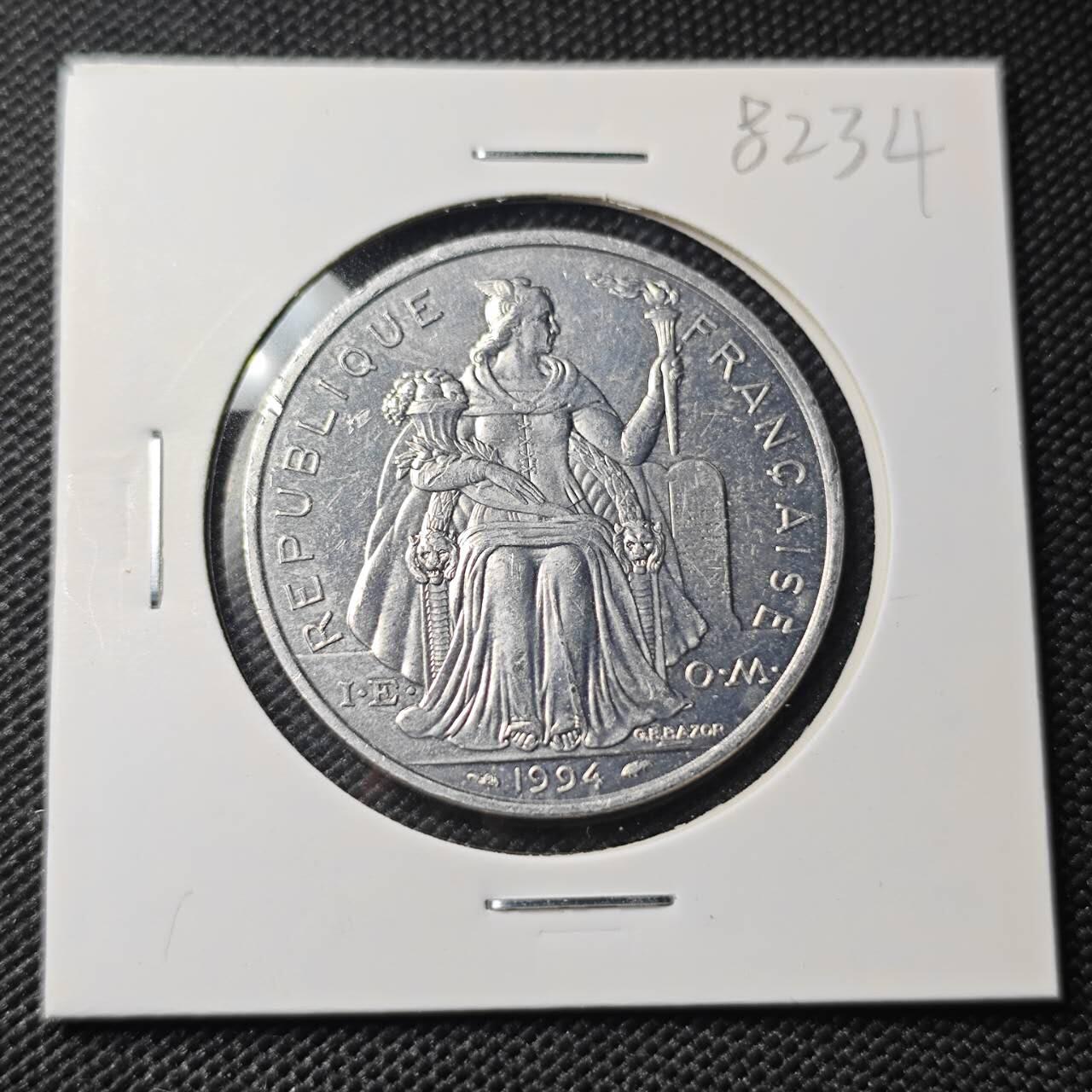 KK钱币收藏小铺 第382期  2月预留时间 周末发货 1994新喀里多尼亚5法郎