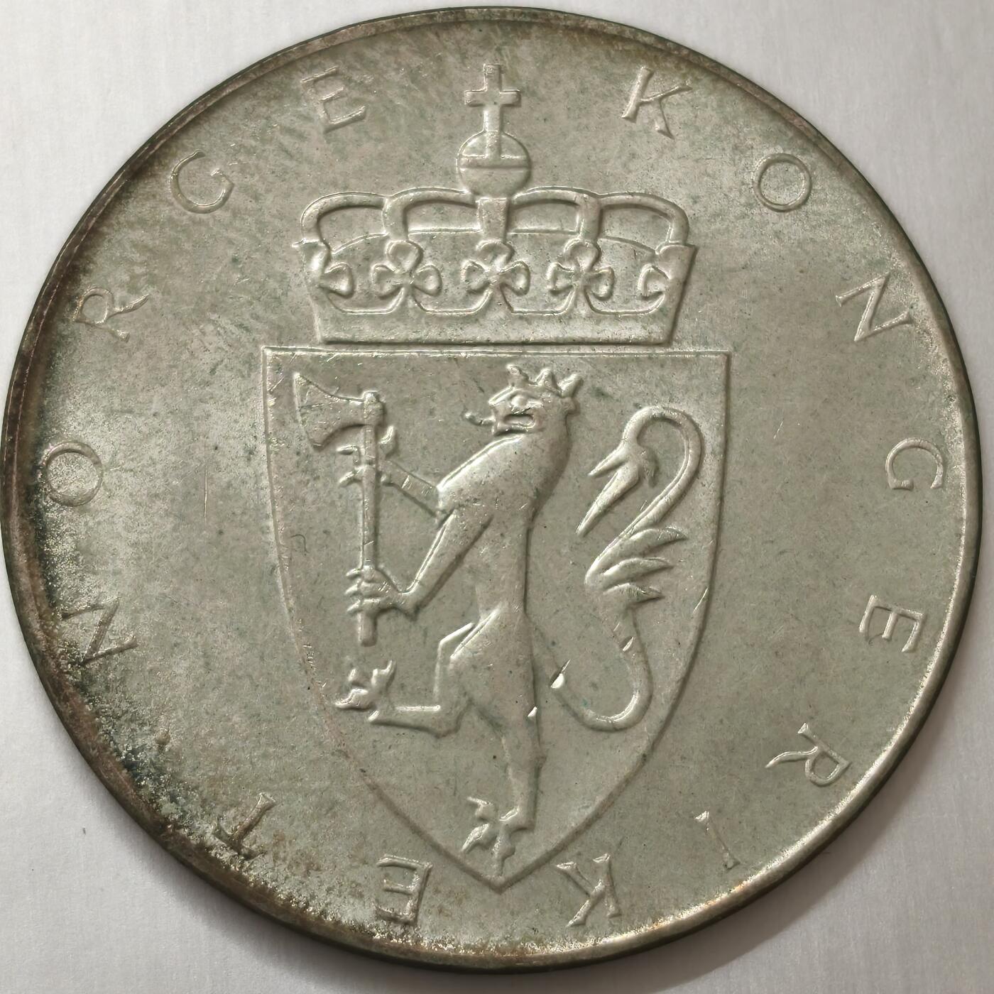 老蟹的宝藏🏴‍☠️ V 挪威1964年10克朗银币Silver (.900) (Ag 90%, Cu 10%) Weight	20 g