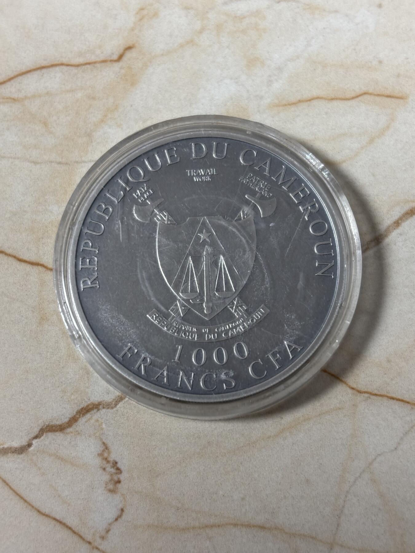 第186期拍卖 喀麦隆2019年动物骆驼1盎司仿古纪念银币，9999银，发行2000枚