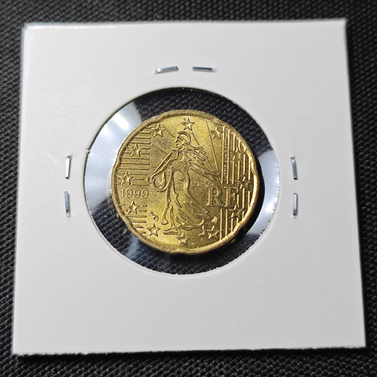 KK钱币收藏小铺 第382期  2月预留时间 周末发货 1999欧盟法国20欧分 