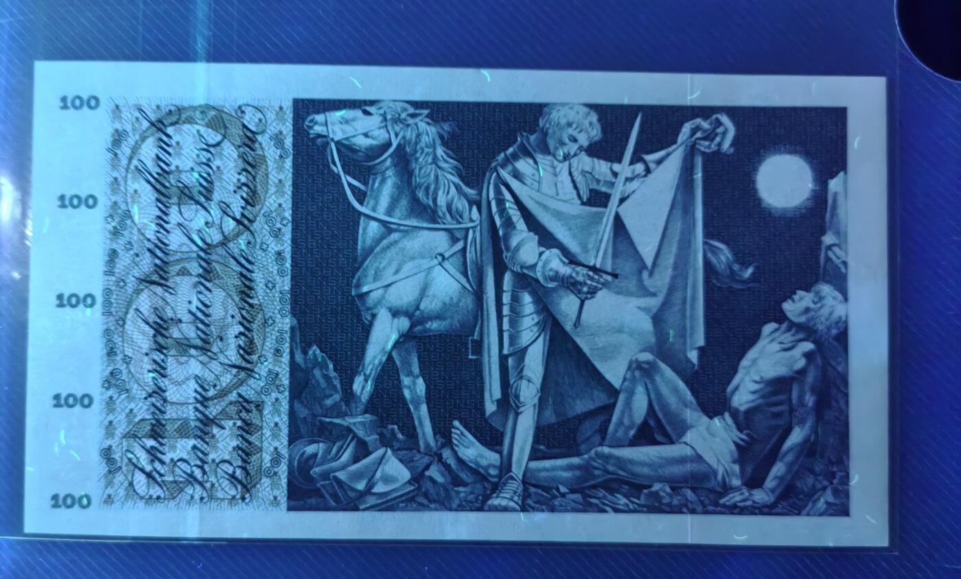 AU 1973年 瑞士100法郎纸币 圣马丁割袍