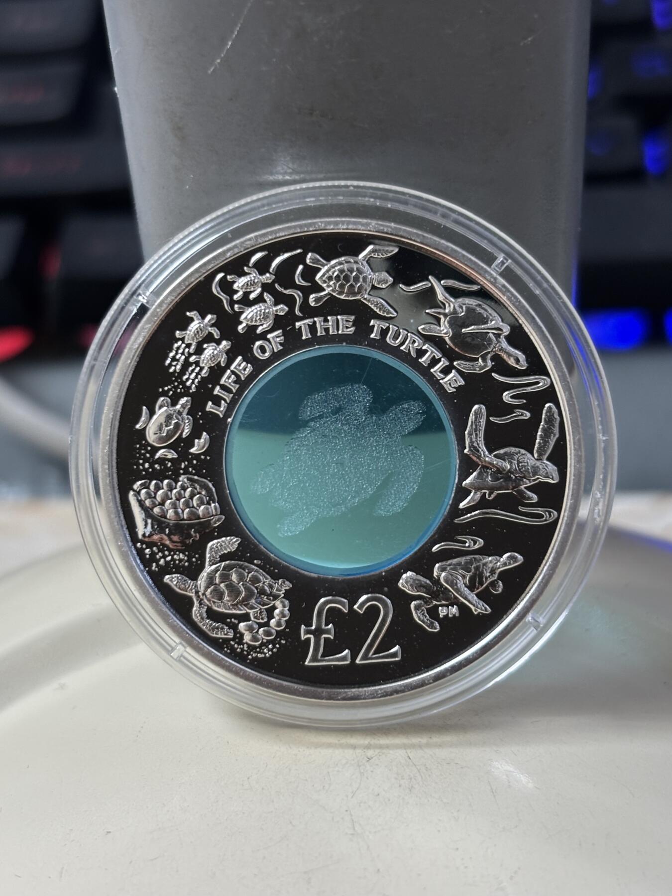 第186期拍卖 双获奖币英属印度洋领地2009年海龟水晶镶嵌银币，925银+水晶，23.45克，发行量5000枚，获世界最美25种钱币之一和克劳斯最佳创意币大奖！