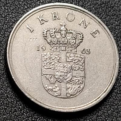 泉币菌-第148场-精品福利场 - 1963年 丹麦1克朗铜镍币 弗雷德里克九世 25mm