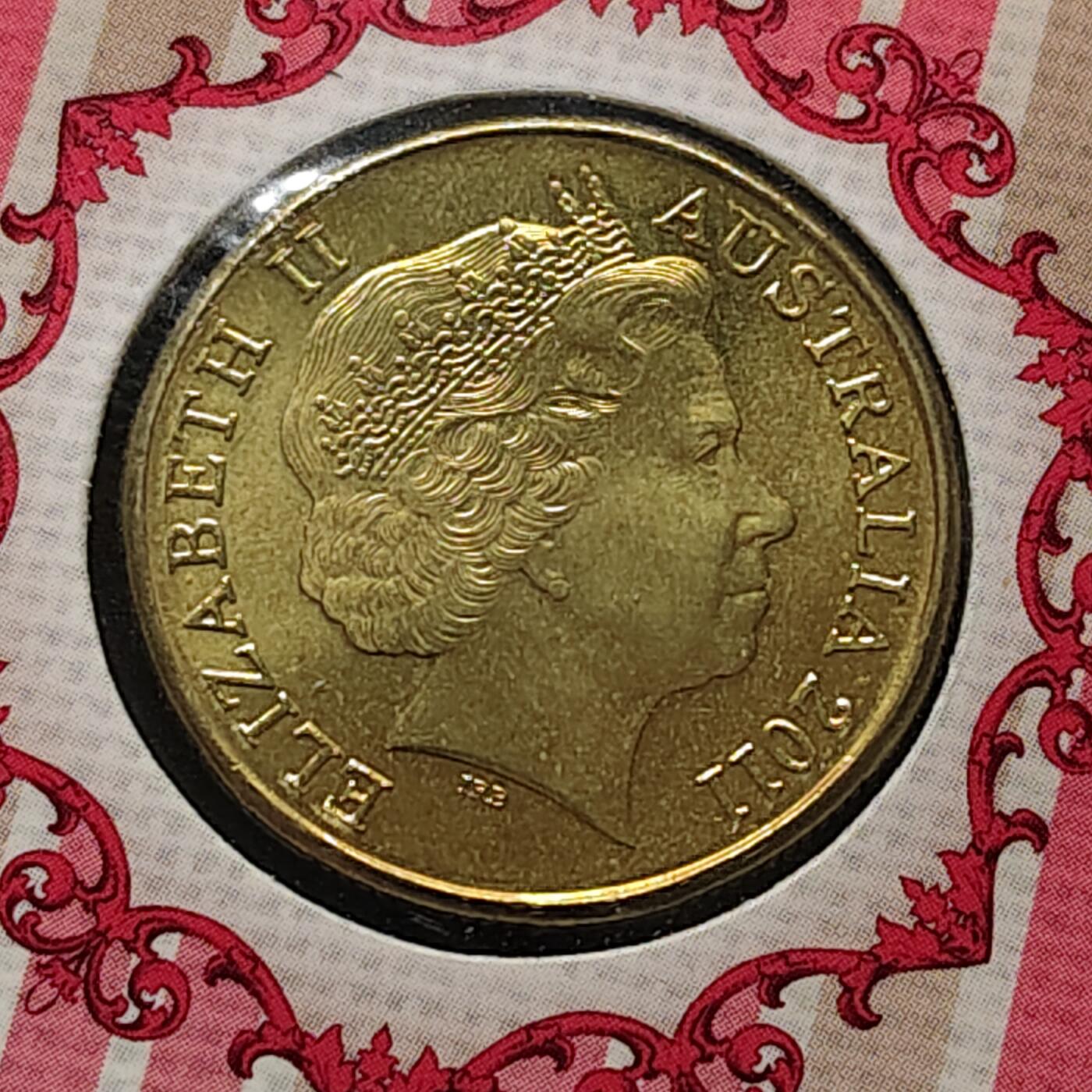 【全场包邮】纯粹捡漏拍486场（免费代拍第23场） 澳大利亚2011年1元复刻1938年至1963年间发行的公羊1先令硬币C厂标堪培拉厂官方卡装纪念币