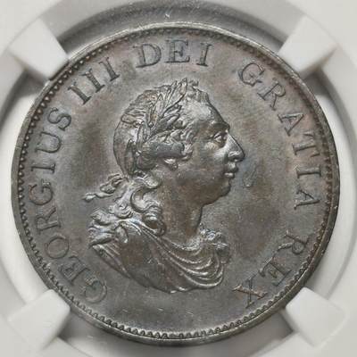 老蟹的宝藏🏴‍☠️ V - NGC AU58BN 英国1799年soho 1/2便士