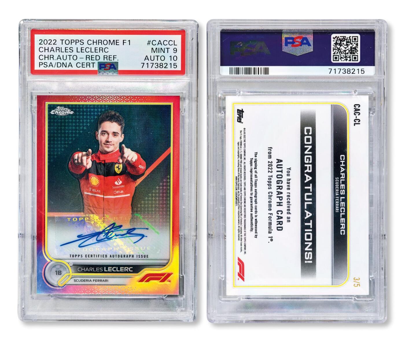 中贸圣佳2025年秋季拍卖会 众妙 2022年 TOPPS CHROME F1 Charles Leclerc 比赛服实物Charles Leclerc签字车手卡