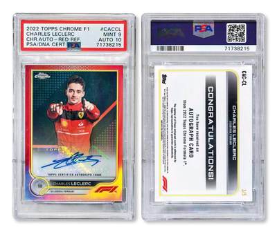 中贸圣佳2025年秋季拍卖会 众妙 - 2022年 TOPPS CHROME F1 Charles Leclerc 比赛服实物Charles Leclerc签字车手卡