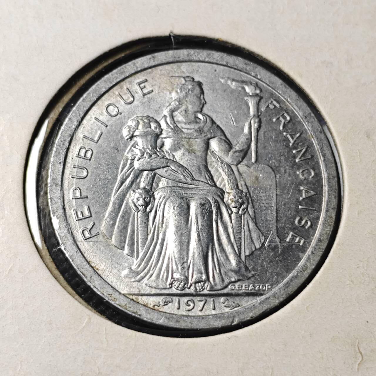 KK钱币收藏小铺 第382期  2月预留时间 周末发货  1971新喀里多尼亚1法郎