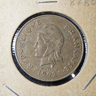 KK钱币收藏小铺 第382期  2月预留时间 周末发货 -   1992新喀里多尼亚100法郎