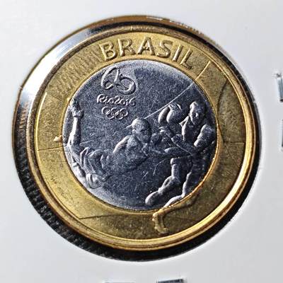KK钱币收藏小铺 第381期  2月预留时间 周末发货 -  巴西1瑞尔双色币纪念币
