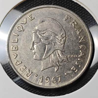 KK钱币收藏小铺 第382期  2月预留时间 周末发货 - 1967新喀里多尼亚20法郎