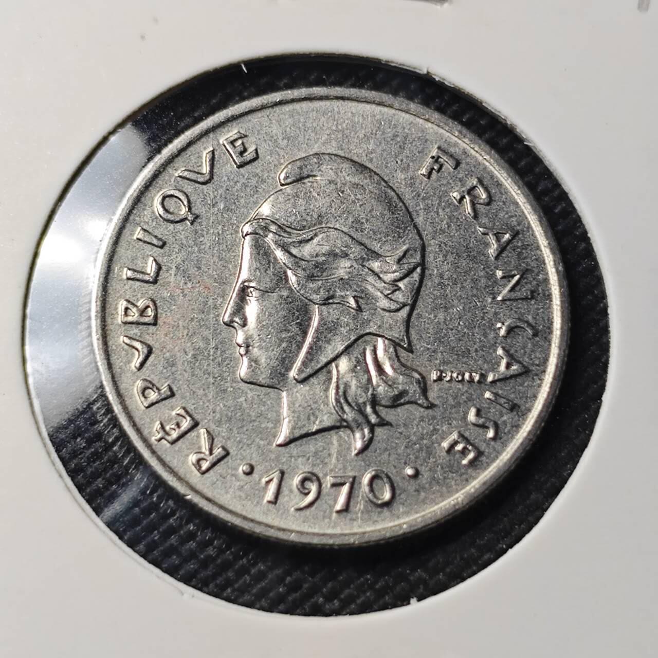 KK钱币收藏小铺 第382期  2月预留时间 周末发货 1970新喀里多尼亚10法郎