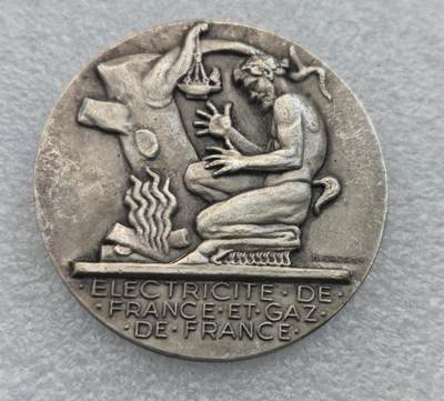 瓶子🏺第221期拍卖会 -  20世纪中期法国电力公司荣誉员工镀银纪念铜章