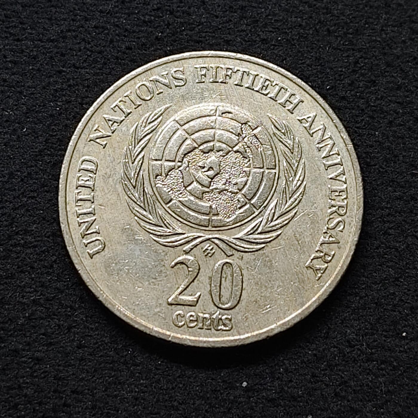 【全场包邮】纯粹捡漏拍486场（免费代拍第23场） 澳大利亚1995年20分联合国成立五十周年纪念币