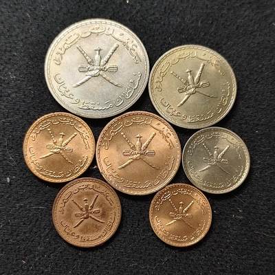 【全场包邮】纯粹捡漏拍486场（免费代拍第23场） - 马斯喀特阿曼7枚套币-含1970年（1390）6枚套+1960年（1380）独年份版3拜沙 UNC-BU品相