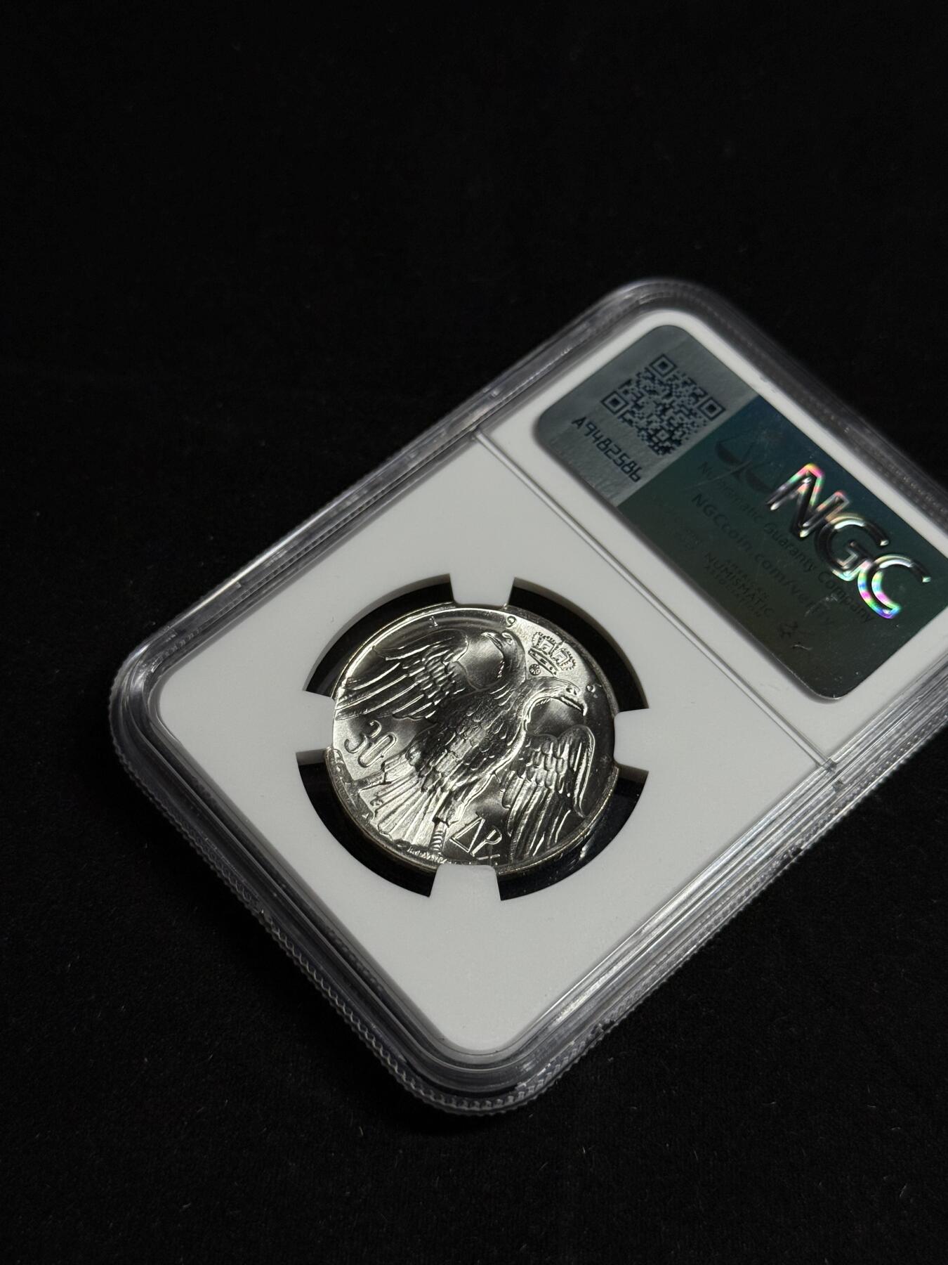 欢庆元旦！戎马世界章牌大赏第109期元旦大拍 NGC MS66 希腊1964年康斯坦丁二世结婚纪念30德拉克马银币