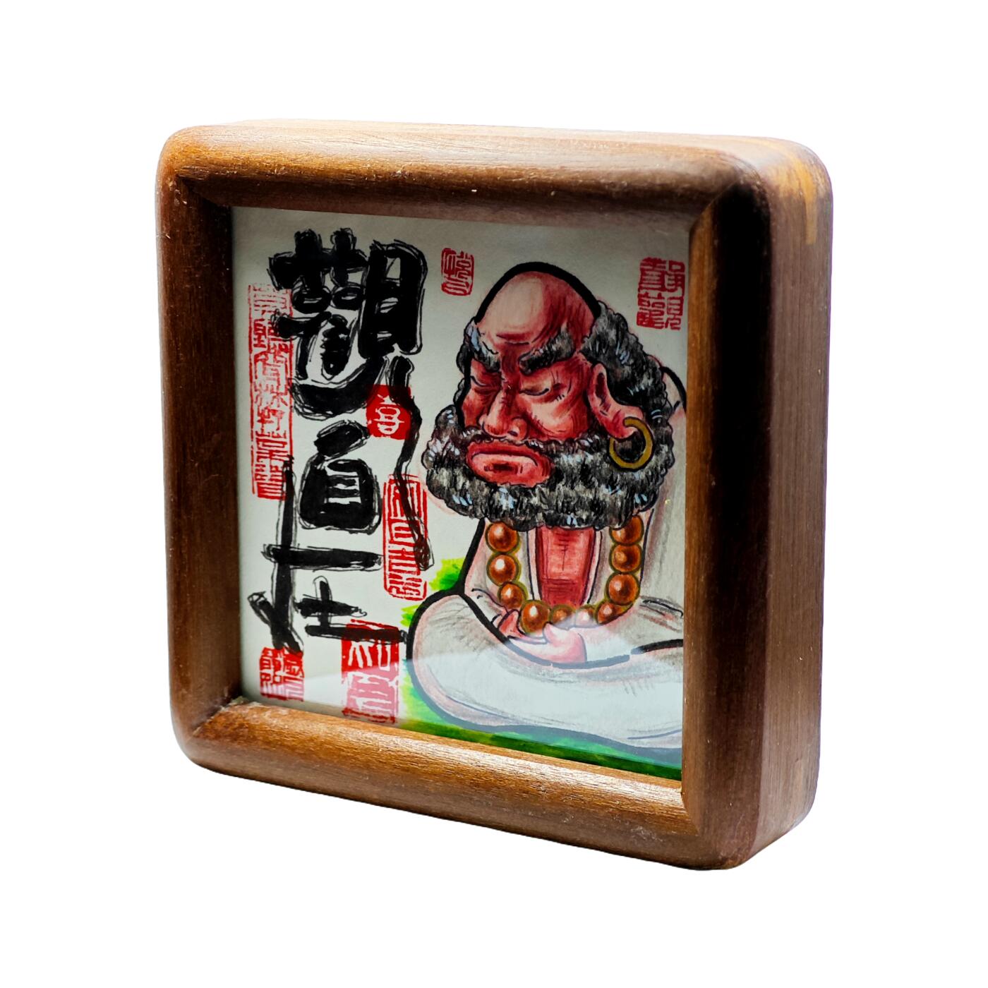 白泽拍卖卡牌手绘专场第30期（白金之夜 跨年大拍） 2025 居子手绘画 观自在 已装裱 尺寸：内9.3cm*9.3cm 外12cm*12cm  居子钤印