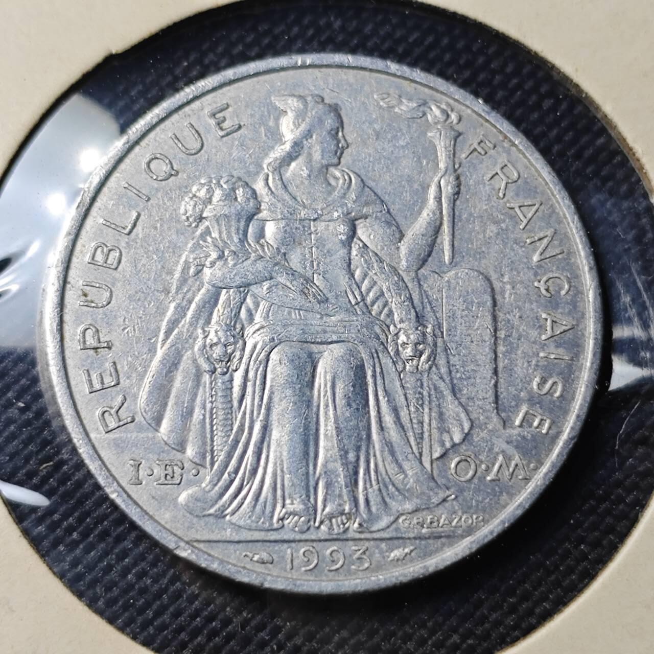 KK钱币收藏小铺 第382期  2月预留时间 周末发货  1993新喀里多尼亚5法郎