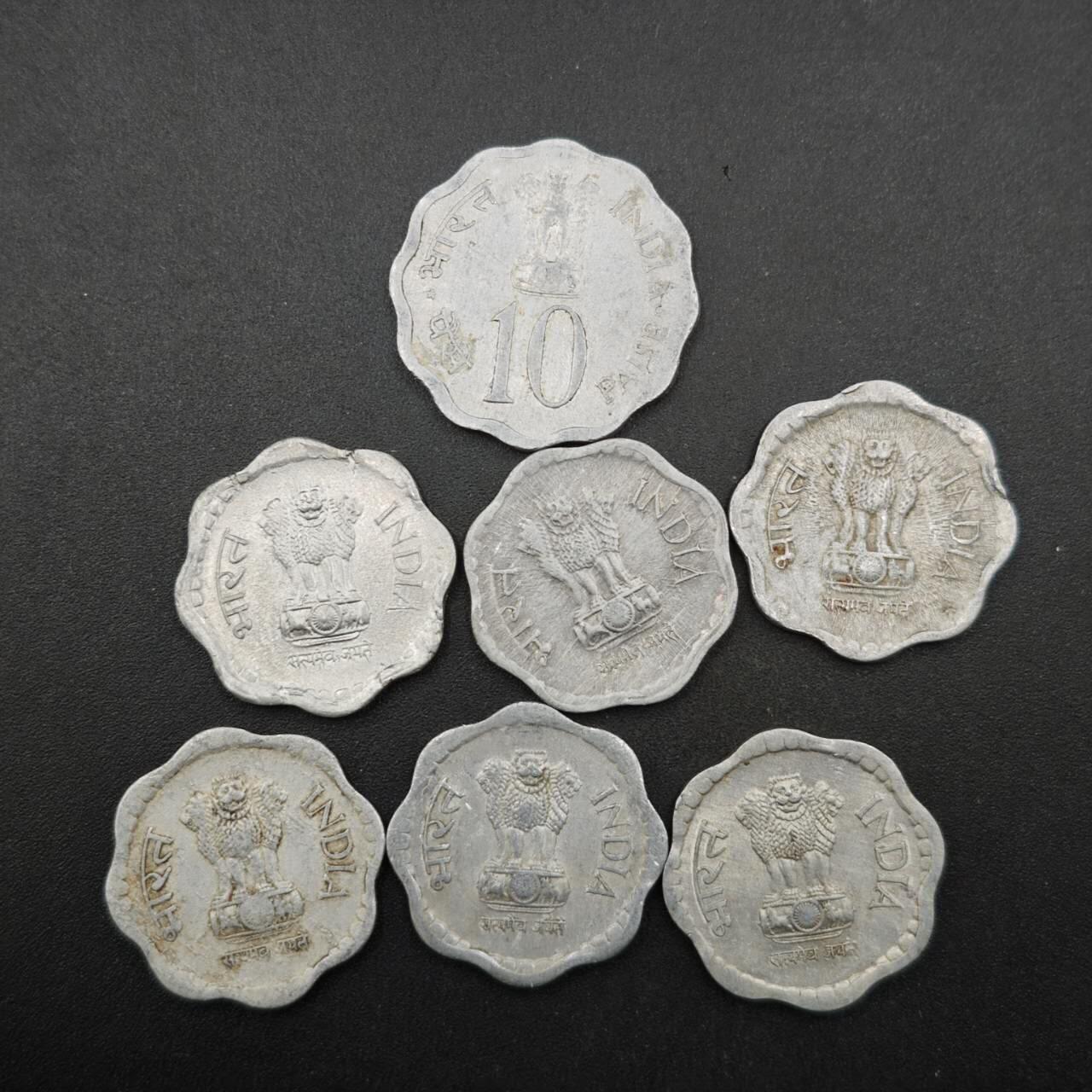 【淘币小摊】实时拍第八百三十一拍   散币场   满百包邮可预留二周 每周一统一发货   印度10派沙铝币7枚