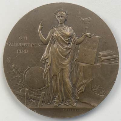 掌中浮雕-藏着的欧洲第046场 - 1910年法国公共教育部表彰古斯塔夫在开展成人教育工作领域的贡献奖章，50mm