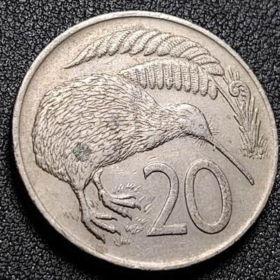 泉币菌-第149场-精品福利场 - 英属新西兰 动物20分铜镍币 无翼鸟几维鸟鹬鸵 29mm