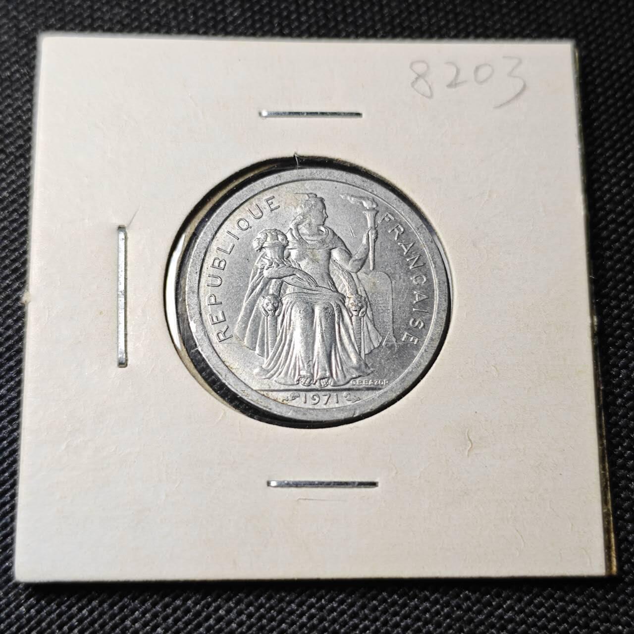 KK钱币收藏小铺 第382期  2月预留时间 周末发货  1971新喀里多尼亚1法郎