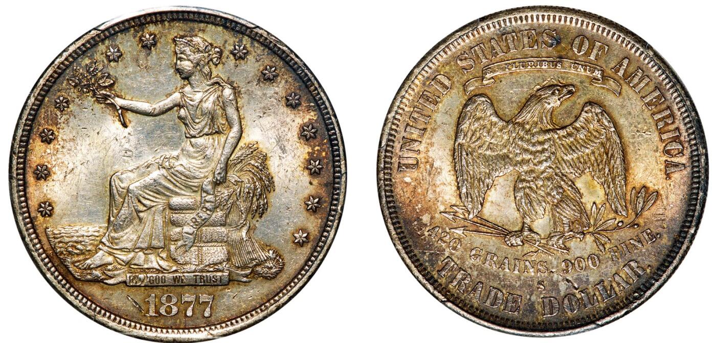 中贸圣佳2025年秋季拍卖会 众妙 1877年 美国自由女神抓花壹圆银币