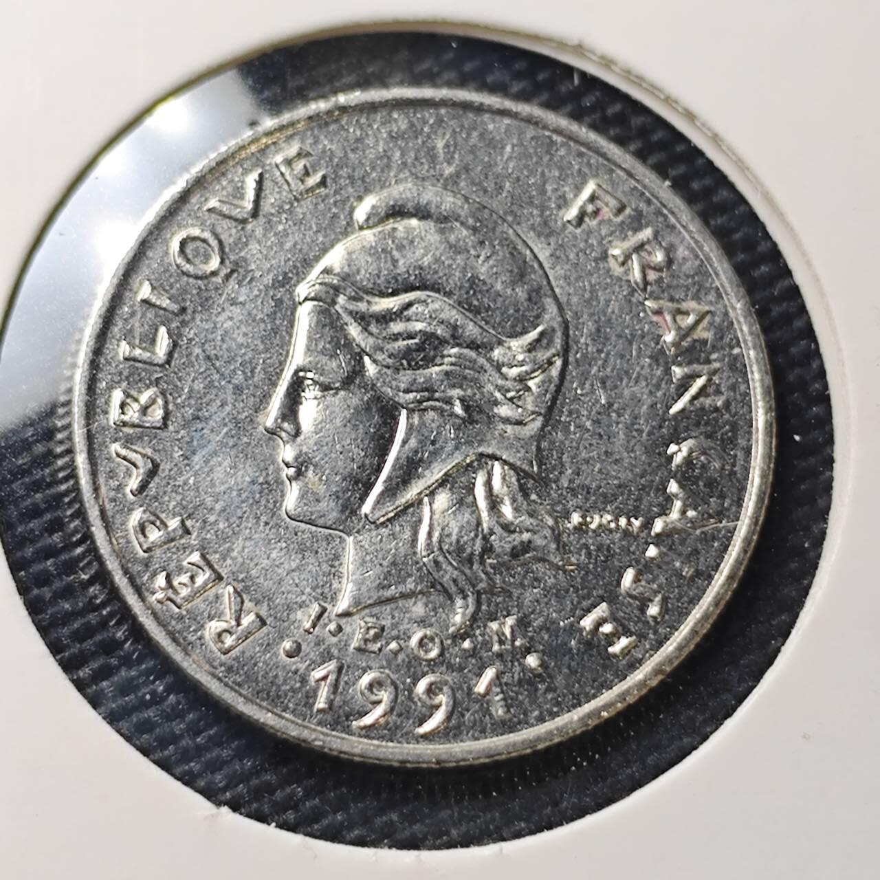 KK钱币收藏小铺 第382期  2月预留时间 周末发货  1991新喀里多尼亚10法郎