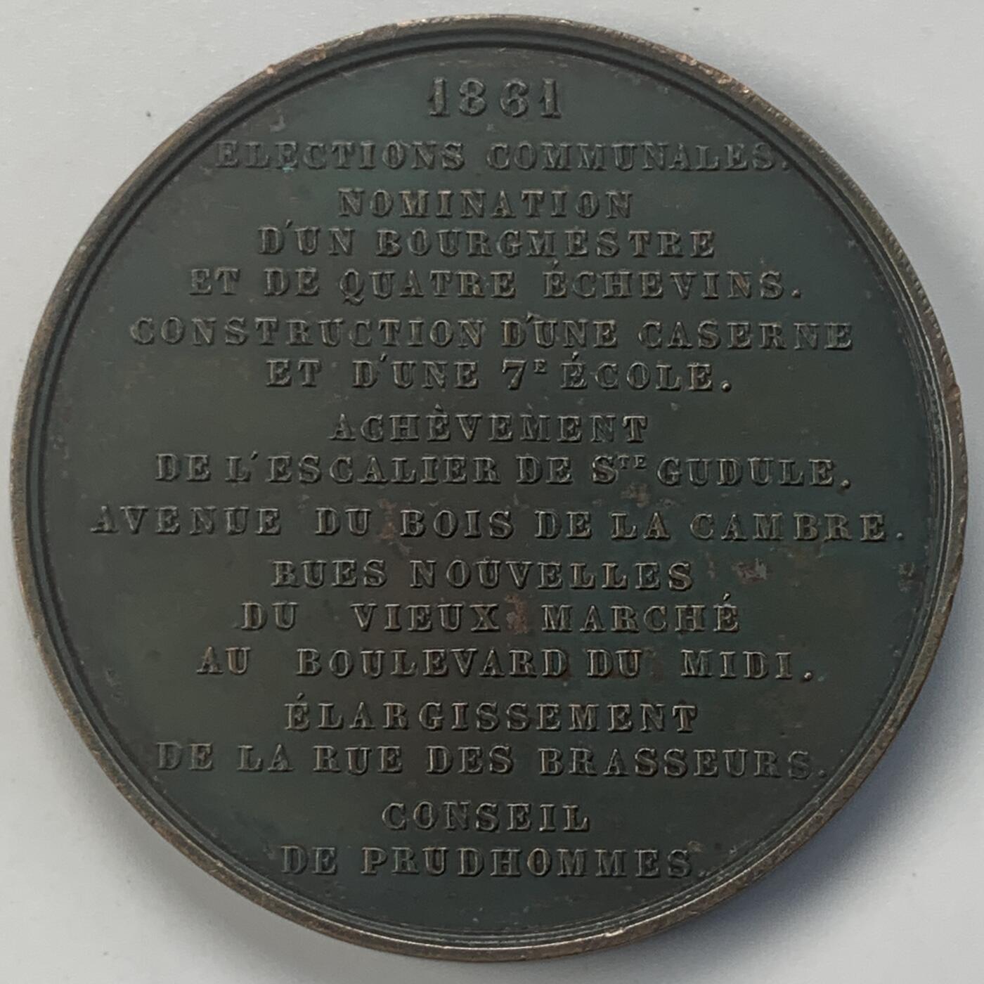 掌中浮雕-藏着的欧洲第046场 1831年布鲁塞尔市政纪念铜章，51mm，大师维纳作品