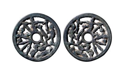 中贸圣佳2025年秋季拍卖会 争辉 中国历代古钱 - 明 渔樵耕读镂空花钱 66.2*3.5mm