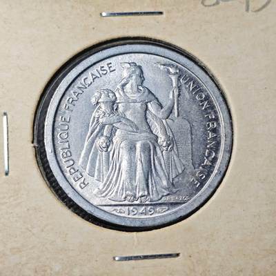 KK钱币收藏小铺 第382期  2月预留时间 周末发货 -  1949新喀里多尼亚2法郎