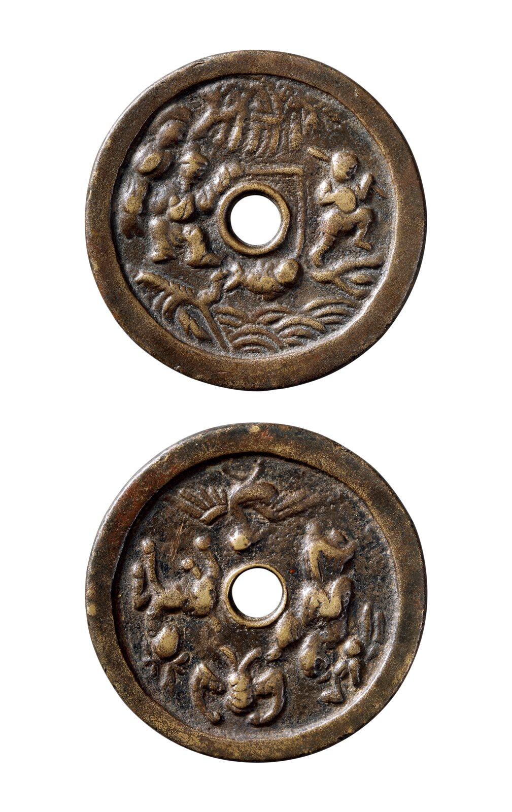 中贸圣佳2025年秋季拍卖会 争辉 中国历代古钱 清 福禄寿背姜太公钓鱼湘炉花钱 53.9*3.6mm