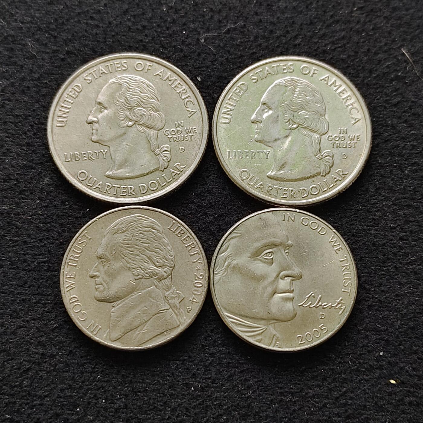 【全场包邮】纯粹捡漏拍486场（免费代拍第23场） 美国各年份纪念币4枚一组-州币2枚+西进运动2枚