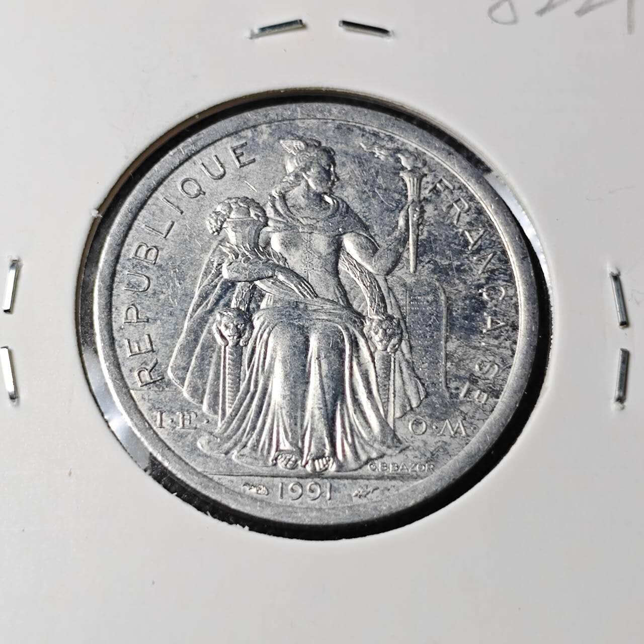 KK钱币收藏小铺 第382期  2月预留时间 周末发货  1991新喀里多尼亚2法郎