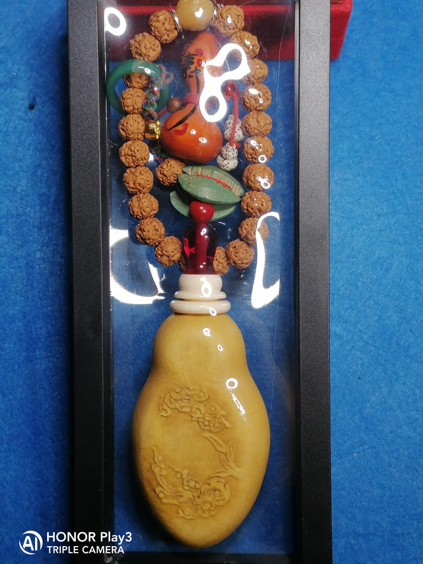 天然葫芦手工压花岁寒三友把件