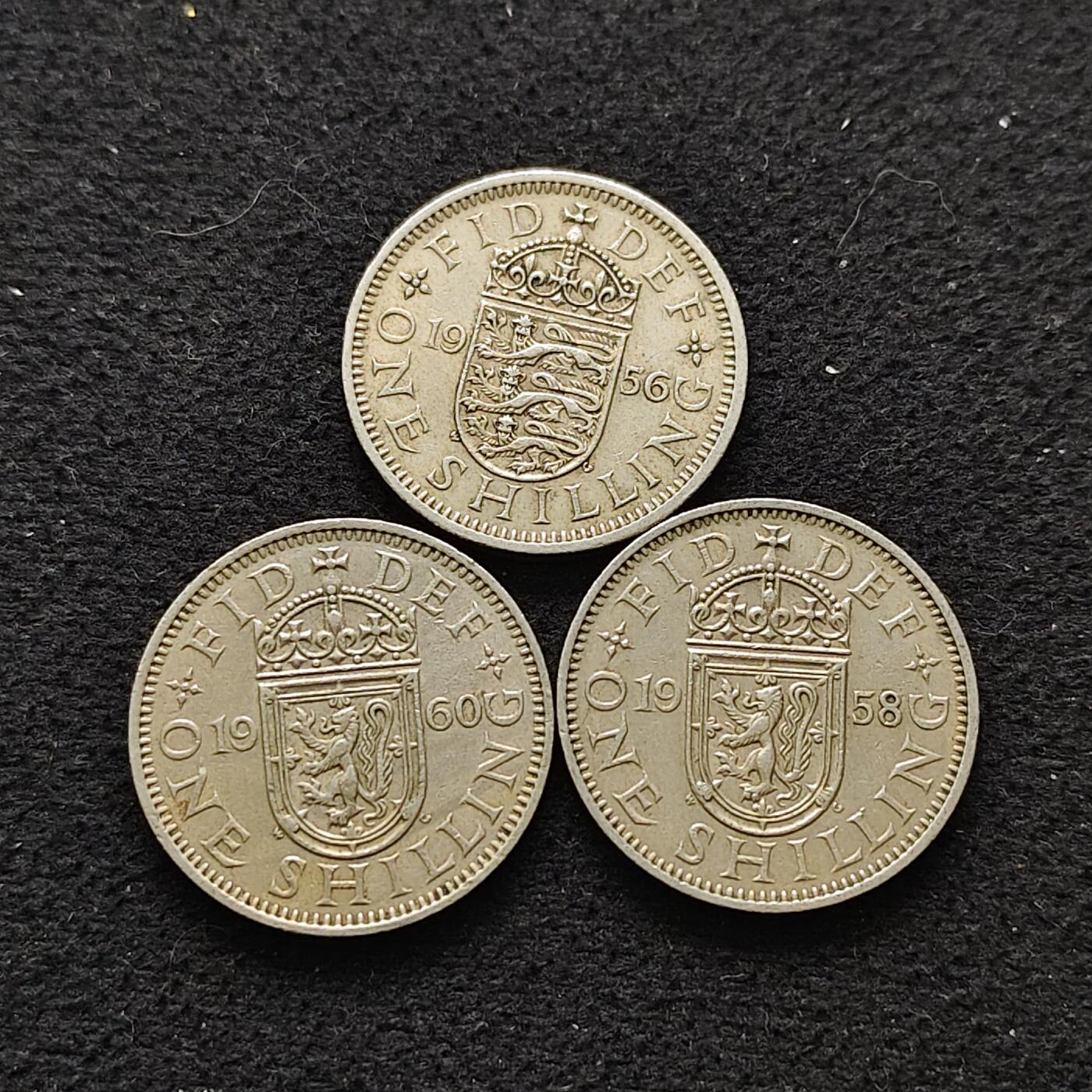 【全场包邮】纯粹捡漏拍486场（免费代拍第23场） 英国各年份各版本女王1先令3枚一组