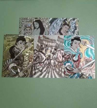 光影卡牌第27期，各家亲签，各家套卡，持续收拍品 - 昆仑万象特卡5张，玉石琵琶精＋九首鸡精＋回眸三娘＋刘关张＋扈三娘，粗闪工艺